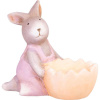 Dekorácia MagicHome, Zajačik ružový, terakota, veľkonočný, 12x7x10,5 cm