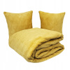 Prikrývka na posteľ - KOC Contrast Polyester 200 x 220 cm odtiene žltej (Set Koc piebiemie +2x Calma horčica vankúš)