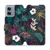 Flipové pouzdro Mobiwear - Motorola Moto G54 5G / Moto G54 5G Power Edition - VP13S Temná flóra (Knížkové flip pouzdro, obal, kryt na mobil Motorola Moto G54 5G / Moto G54 5G Power Edition - VP13S Tem