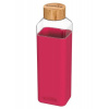 Quokka Storm, Sklenená fľaša so silikónovým povrchom Maroon, 700ml, 40025