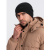 Ombre Men's knitted beanie hat with embroidered inscription - black čierna One size Ombre 5902228999362