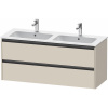 DURAVIT Ketho 2 závesná skrinka pod dvojumývadlo, 2 zásuvky, 1280 x 480 x 550 mm, taupe super matná, K25266083830000