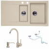 Kuchynská batéria - Žulové umývadlo 1,5 Komory Svetelná béžová súprava (Kuchynská batéria - Žulové umývadlo 1,5 Komory Svetelná béžová súprava)