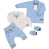 Bavlnená sada, body, nohavice, motýlik a čiapka Elegant Boy 5D, Kazum, modrá/biela, veľ.80, 80 (9-12m)