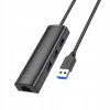 Adaptér Hoco HB42 USB-A na RJ45 (LAN) + 3×USB 3.0, Ethernet, 1.2 m čierny