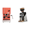 Profitec GO, red + Eureka Mignon Single Dose PRO, Chrome & Oak