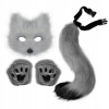 Cosplay set furry maska + chvost + labky rukavice vlk líška chlpatý