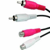 Kabel Cinch 2x M- Cinch 2x F, 1,5m, czarny