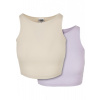 Ladies Cropped Rib Top 2-Pack - softseagrass+lilac XL