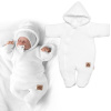 Zimná pletená kombinéza/overálok s kapucňou Baby Nellys - bílá 74 (6-9m)