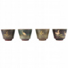 4 retro keramické cup čaj set (4 retro keramické cup čaj set)