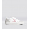 VALLELY White Leather Vintage White Suede Blush Pink Logo Sneaker