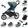 Set 10v1 Thule Urban Glide 3 Mid blue s magnetickou sponou + madlo + vanička Mid blue + pláštenky a moskytiéry Thule + Autosedačka Thule Maple Black s ISOFIX základňou Thule Alfi a adaptéry