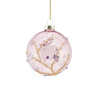 Vianočná sklenená ozdoba s flitrami ružová, 8 cm