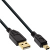 Kábel USB 2.0 A-MINI-B 5pin M/M 0.3m, High Speed, čierny