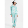 Linea Stripe Satin Pyjama and Eye Mask Set Green/Pink 16-18 (L)
