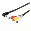 Audio kábel Jack (3,5mm) M - 3xx CINCH M, 1.5m, 4-pólovy jack 90°*, čierna, Logo, blister