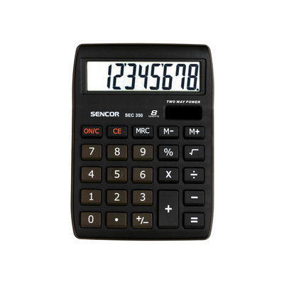 Kalkulačka Sencor, SEC 350, čierna, stolná, osemmiestna, veľký displej