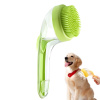 2 v 1 silikónová kefa na kúpanie a masáž s dávkovačom šampónu pre psov a mačky, zelená