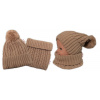 Pletená zimná čiapka s brmbolcom + komínček BABY NELLYS - bežová,veľ. 48-52cm Baby Nellys