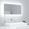 LED kúpeľňové zrkadlo s vysokým leskom, biele, 90x8,5x37 cm, akryl