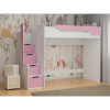 Vyvýšená postel DORY včetně úložného prostoru (Růžová), Bez matrace