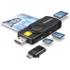 Axagon CRE-SMP2A, USB-A + USB-C, 4-slot čítačka kontaktných kariet eID, externá CRE-SMP2A