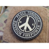 JACKETS TO GO nášivka PEACE THROUGH SUPERIOR FIREPOWER plast velcro GLOW IN THE DARK