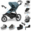 Set 10v1 Thule Urban Glide 3 Mid blue s magnetickou sponou + madlo + vanička Black + pláštenky a moskytiéry Thule + Autosedačka Thule Light Gray s ISOFIX základňou Thule Alfi a adaptéry
