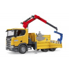 BRUDER 3551 Stavebné vozidlo Scania Super 560R s ramenom a 2 paletami