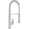 GROHE K7 profesionálna páková drezová batéria, flexibilné rameno so sprškou s prepínaním, 2jet, výška výtoku 150 mm, Supersteel, 31379DC0