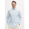 Košeľa s prímesou ľanu Tommy Hilfiger pánska, regular, s golierom button-down, MW0MW40702 modrá M