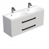 Swiss aqua technologies Koupelnová skříňka s černou úchytkou a umyvadlem SAT Cube Way 120x53x40 cm bílá lesk lesk/mat CUBE2C120ZBL
