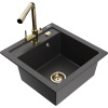 Mexen Vito granitový kuchynský drez 1-komorový s kuchynskou batériou Duero, čierny bodkovaný - 6503-76-671600-50