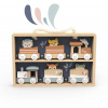 Drevené vláčiky Speedy Monkey Trains set / display case uni