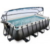 Bazén s krytom pieskovou filtráciou a tepelným čerpadlom Black Leather pool Exit Toys oceľová konštrukcia 400*200*100 cm čierny od 6 rokov