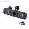 Zabudovateľný USB napájací adaptér 3-in-1 2xUSB 5V-2,1A a 5V-1A / voltmeter / zdierka pre zapaľovač (vstup 12V-24V) 4,2x15x5cm