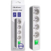Qoltec Power strip | 4 zásuvky | 1,8 m | Biela a sivá