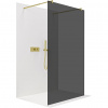 CERANO - Sprchová zástena Walk-in Onyx Duo Ľ/P - 8 mm - guľatá vzpera - zlatá, grafitové sklo - 140x200 cm