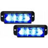 SADA 2X BLESKOVÁ VÝSTRAŽNÁ LAMPA 4 LED STROBOSKOP ALR MODRÁ 12-24V