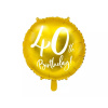 PartyDeco Fóliový balón 40 th birthday zlatý 45 cm