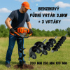 BullTech Benzínový vrták do pôdy 3,8 kW + 3 vrtáky (10,15,20)