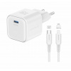 Swissten sieťový adaptér GaN 1× USB-C 35W Power Delivery biely + dátový kábel USB-C / Lightning 1,2 m 22070240