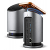 AXAGON HMC-WL9, USB 10Gbps hub s Qi, 3x USB-A, USB-C, HDMI & DP 4k/60Hz, RJ-45 GLAN, PD 100W, kábel USB-C 60cm Axagon
