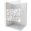Mexen Kioto+ L, sprchová zástena Walk-In s poličkou a vešiakom 100 x 200 cm, 8mm číre sklo biely vzor, medený matný profil, 800-100-123-65-85