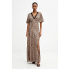 Šaty Guess MARTINE hnedá farba, maxi, áčkový strih, W5YK01 WHEZ2 W5YK01.WHEZ2 S