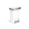 Simplehuman Koše - Odpadkový kôš 45 l, s vreckom na vrecká, nerezová/biela CW1387CB