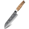 IZMAEL Damaškový kuchynský nôž Zenroku Santoku/Hnedá 18 cm