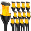 BERGE 12x Solárna LED lampášová tyčinka s plameňom 65 cm, silný PREMIUM