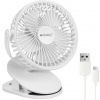 Ruhhy 25566 Ventilátor s klipom USB, 1200 mAh, USB-C, biely
